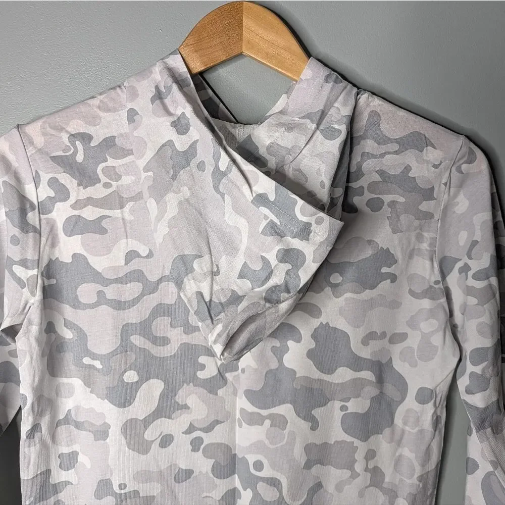PUMA Kids Grey White Camo 100% Cotton Pullover Long Sleeve Hoodie M 10 12